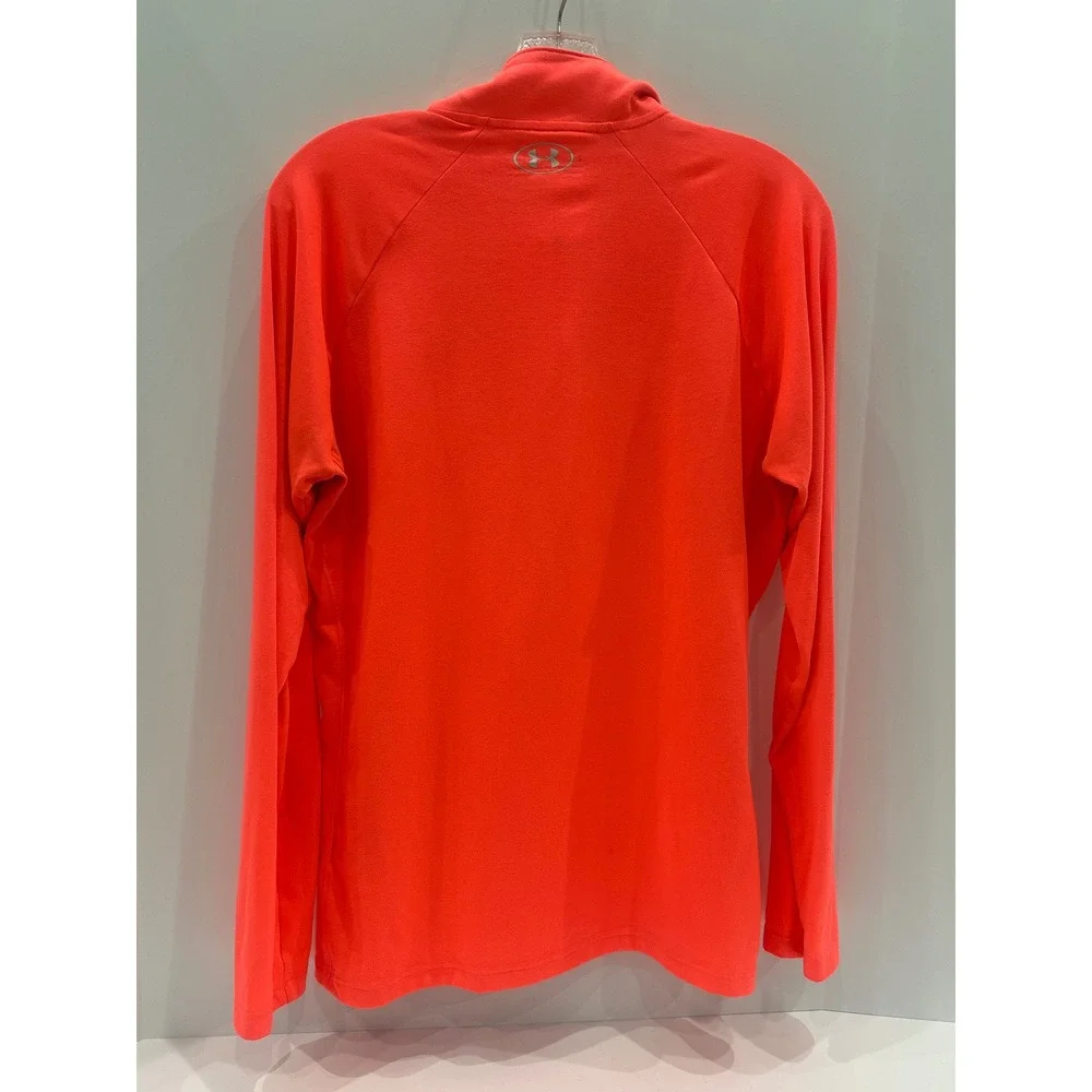 Under Armour HeatGear Womens XL Neon Orange Coral Quarter Zip Pullover Top
